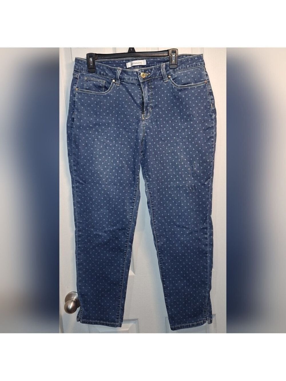 Croft & Barrow Blue Polka Dot Jeans Size 16